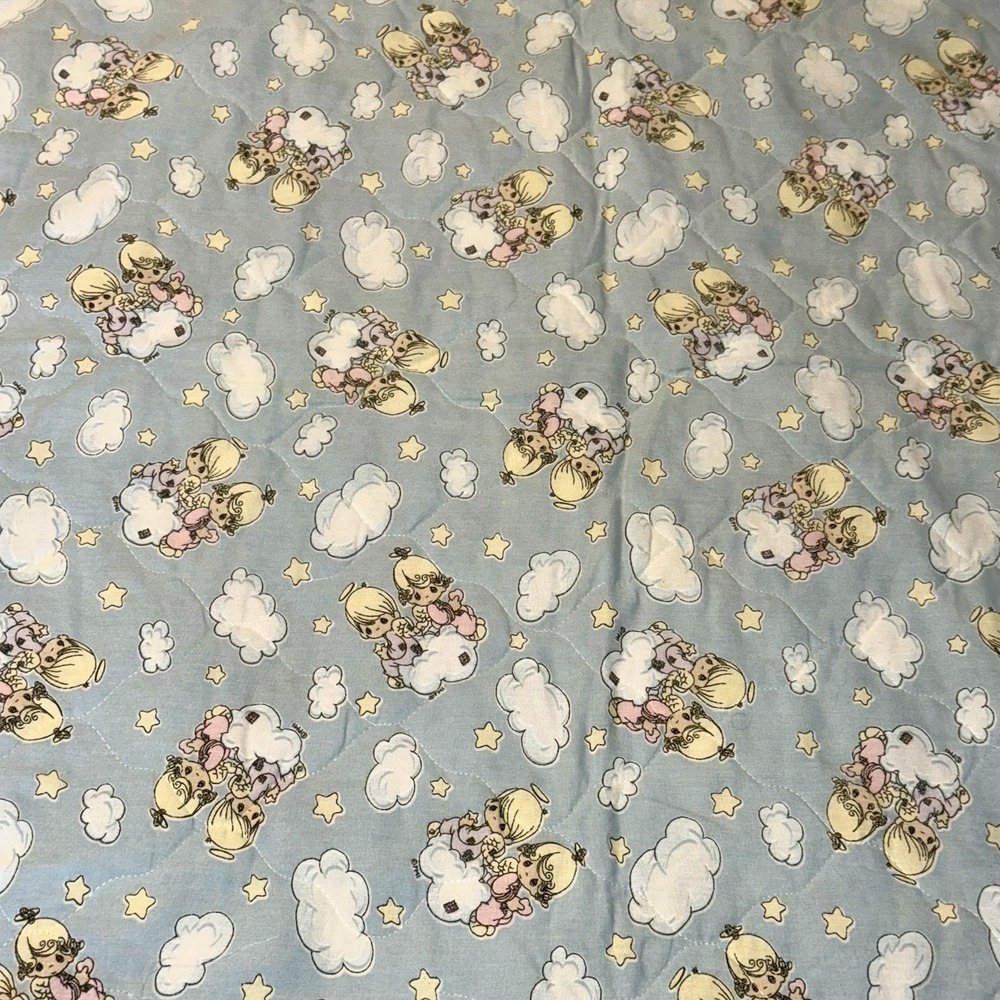 Vintage Precious Moments Baby Crib Blanket 45x32" Comforter Quilt Angels - Picture 9 of 10